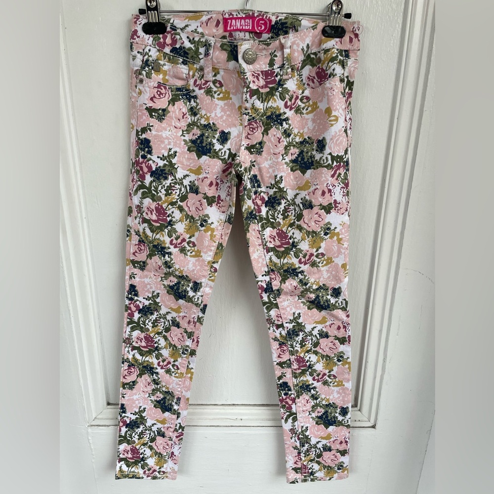 Zanadi Floral Ankle Jeans - Pink and Green